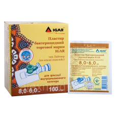 Пластир бактерицидний IGAR тип Лайтпор (на основі спанлейс) 8,0 × 6,0 см для фіксації внутрішнь