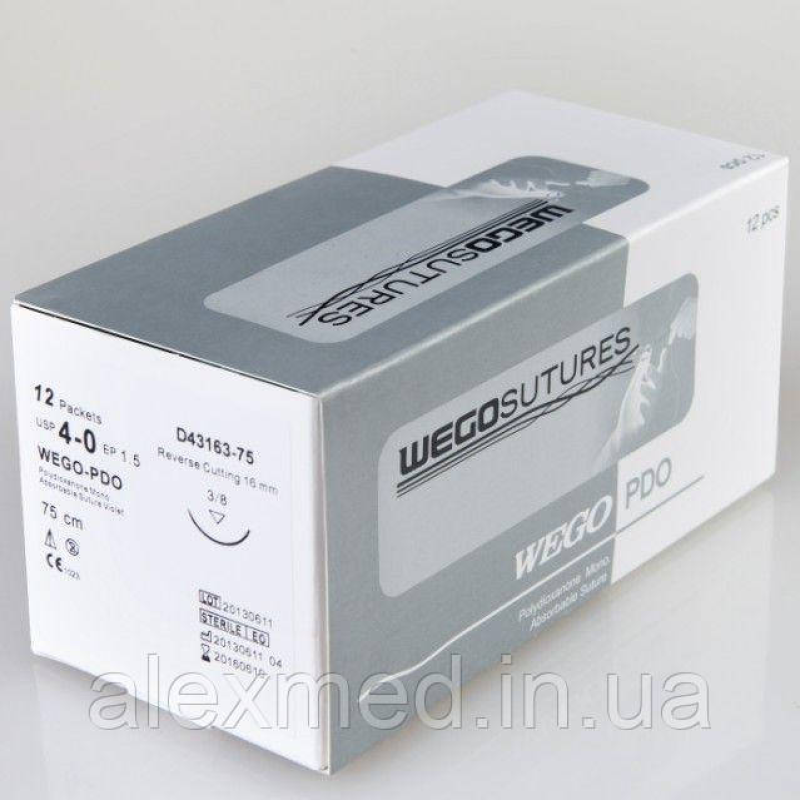 ПДС WEGO 2/0, 75 см, голка 26 мм, колюча 1/2 ПДС WEGO 2/0, 75 см, голка 26 мм, колюча 1/2