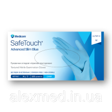 Рукавички оглядові нітрилові текстуровані без пудри нестерильні SafeTouch Advanced Slim Blue (3.6 г)