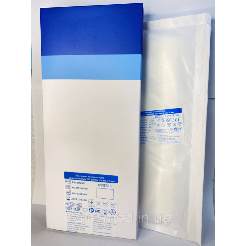 Гемостатична желатинова губка Big Size 250 (250mm x 80mm x 10mm)
