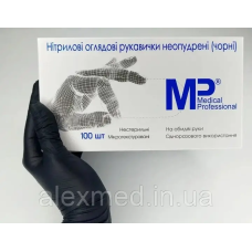 Рукавички нітрилові чорні неопудрені (100 шт) Medical professional L